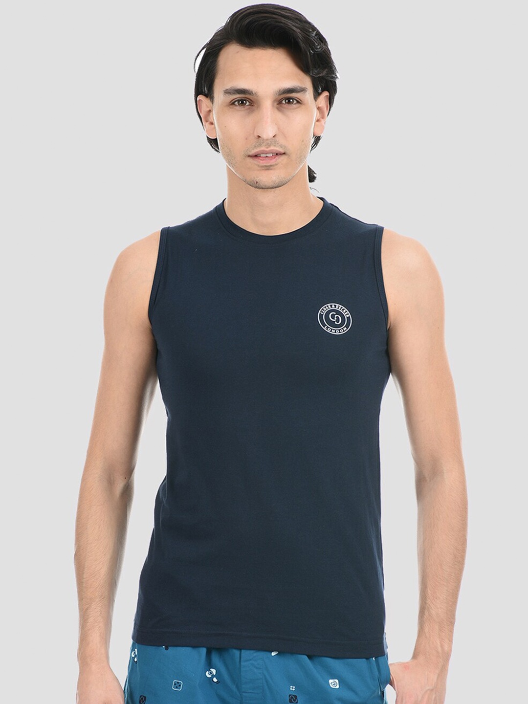

Cloak & Decker by Monte Carlo Men Navy Blue Raw Edge T-shirt