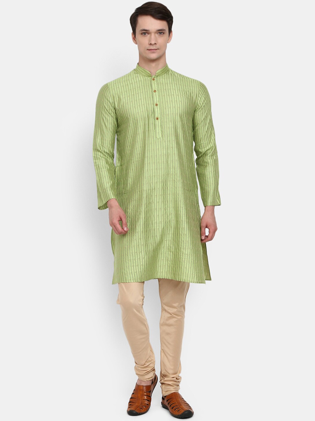 

V-Mart Men Green Ethnic Motifs Pure Cotton Kurta with Churidar