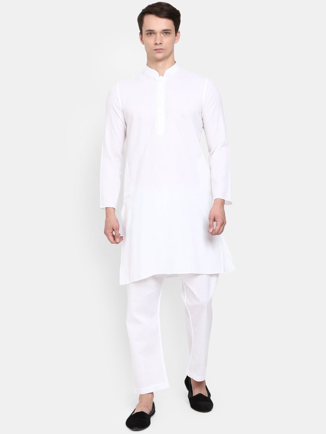 

V-Mart Men White Pure Cotton Mandarin Collar Kurta with Pyjama