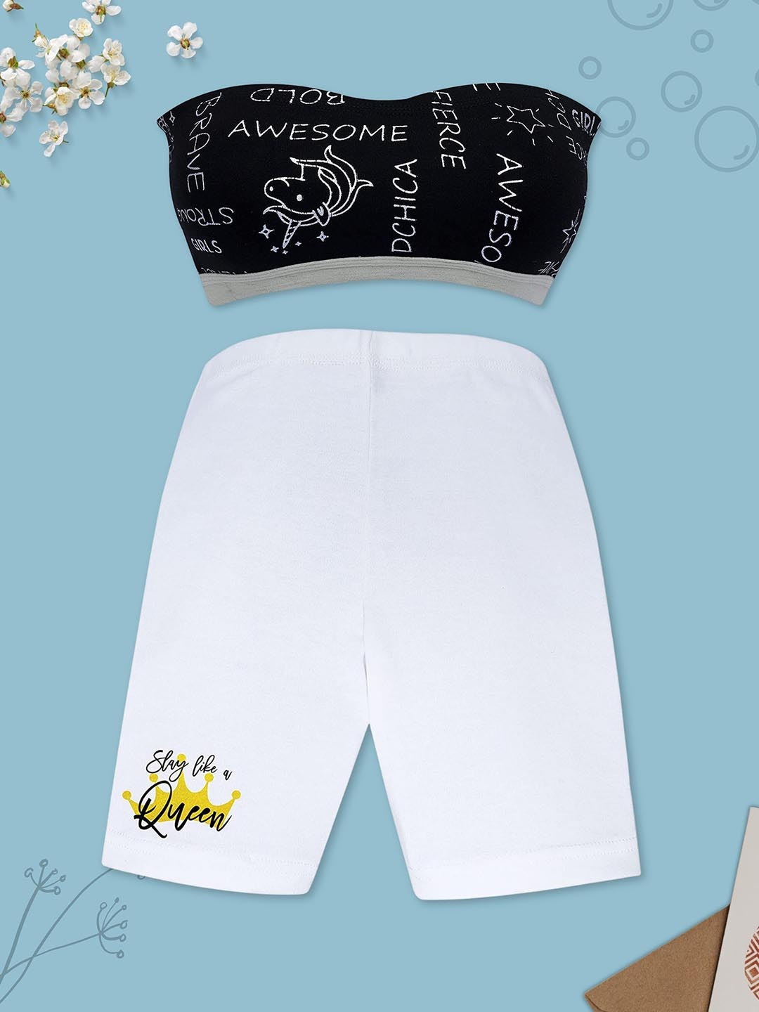 

DChica Girls White Skinny Fit High-Rise Cycling Shorts