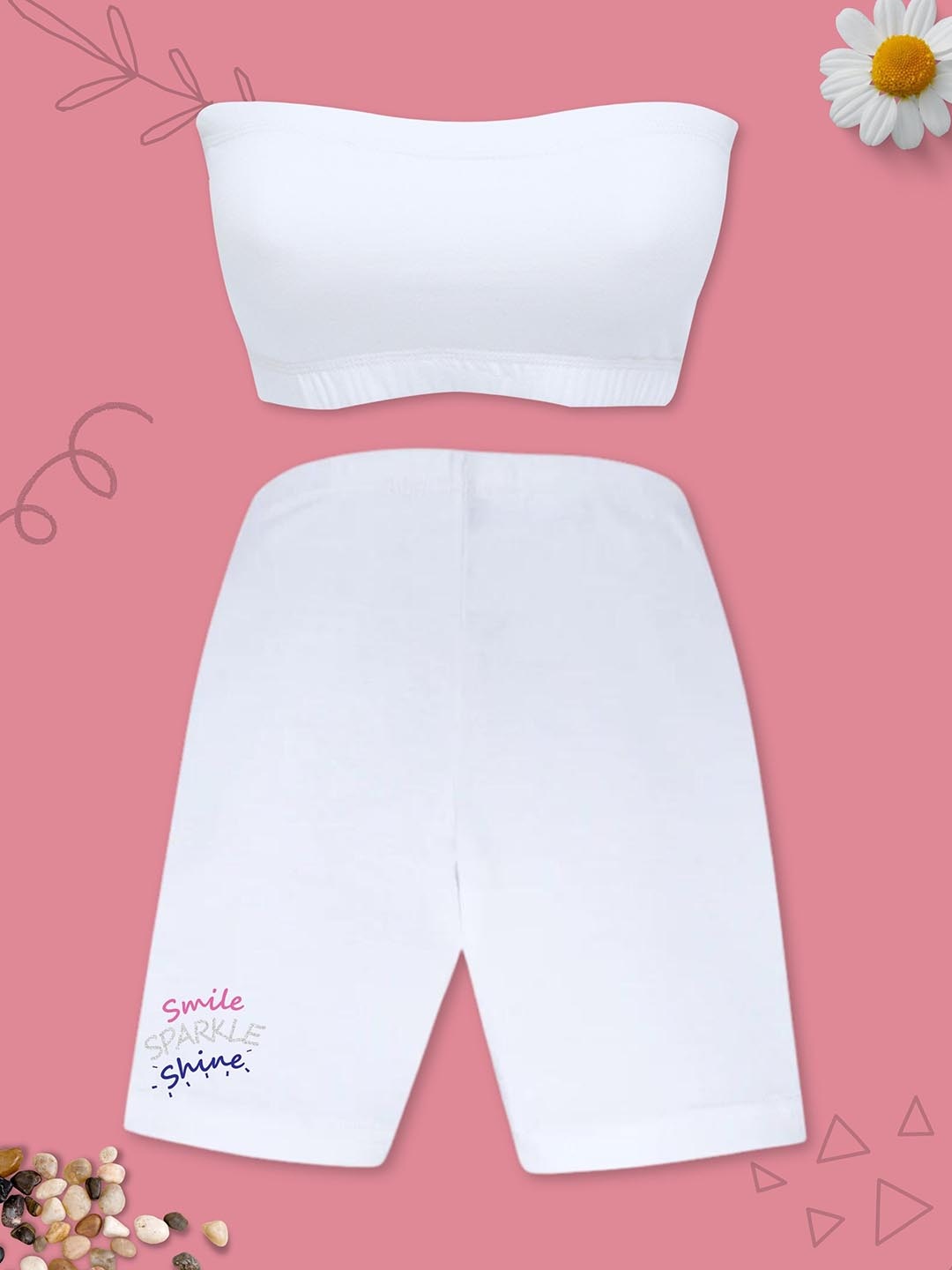 

DChica Girls White Skinny Fit High-Rise Cycling Shorts