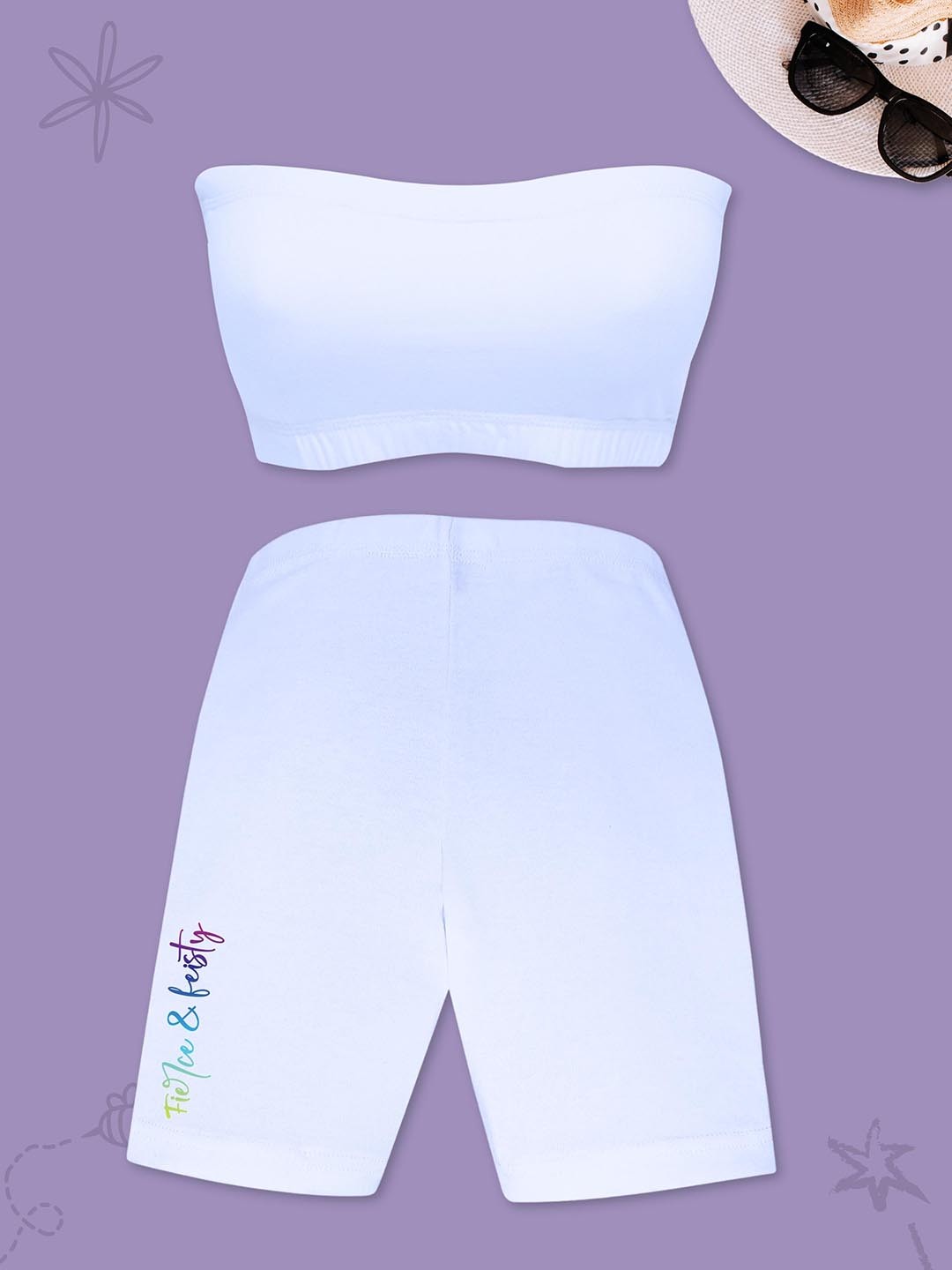 

DChica Girls White Skinny Fit High-Rise Cycling Shorts