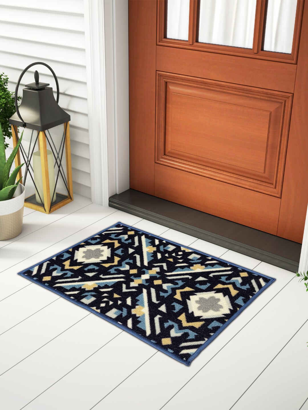 

SPACES Grey Printed Anti-Skid Dust Resistant Doormats