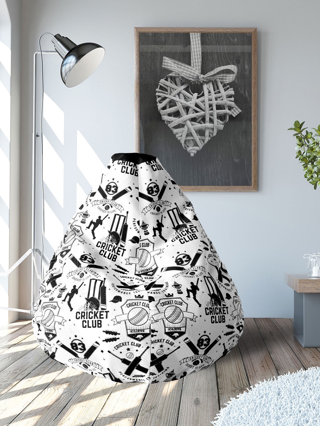 

Athome by Nilkamal White & Black Printed Bean Bag Cover