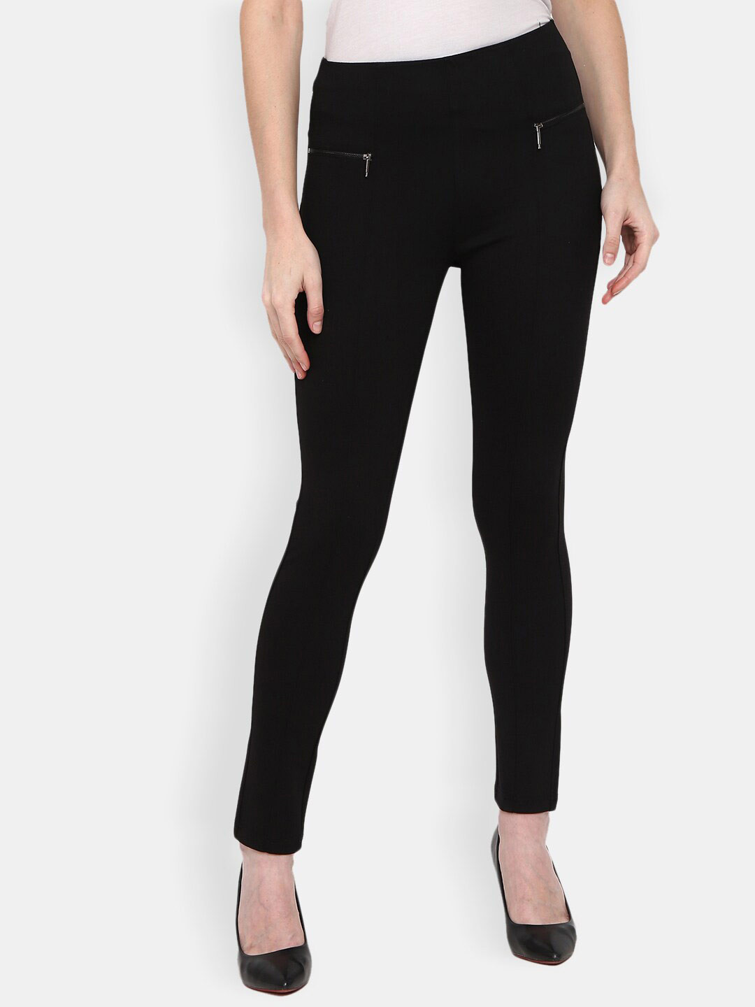 

V-Mart Women Black Solid Cotton Jeggings