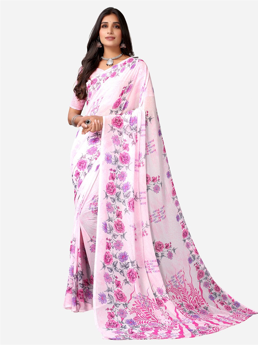 

KALINI Pink Floral Printed Saree