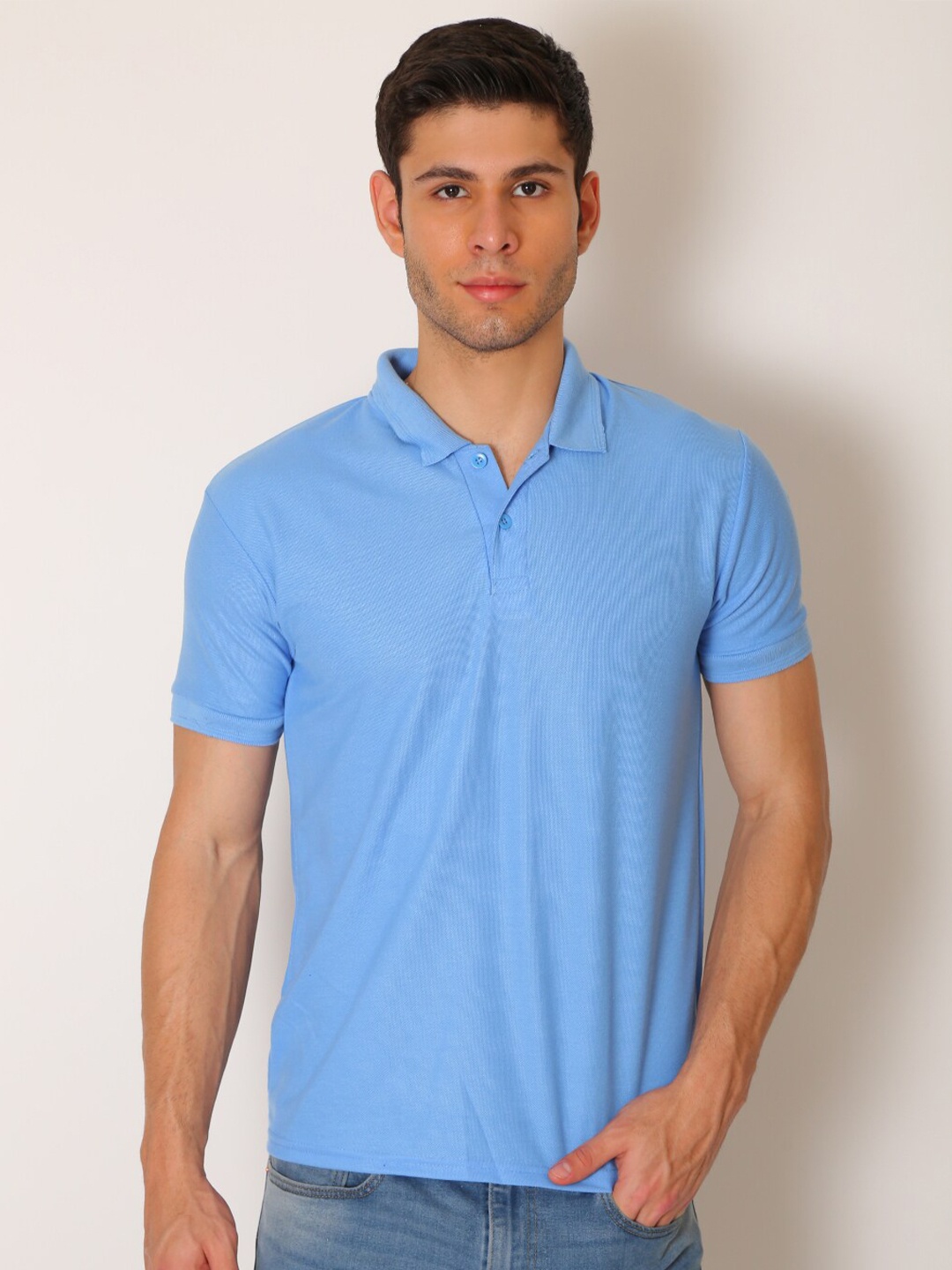

JMP Men Blue Polo Collar Slim Fit Casual T-shirt