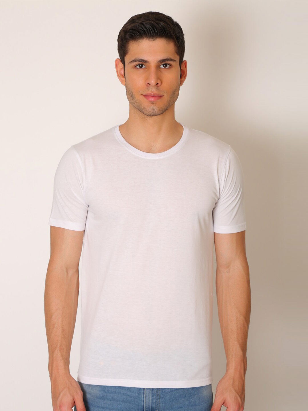 

JMP Men White Raw Edge Slim Fit T-shirt