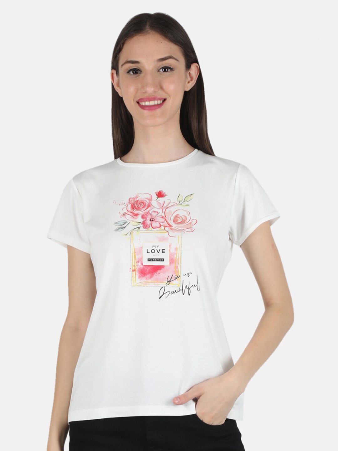 

Monte Carlo Women Off White Floral Printed Top