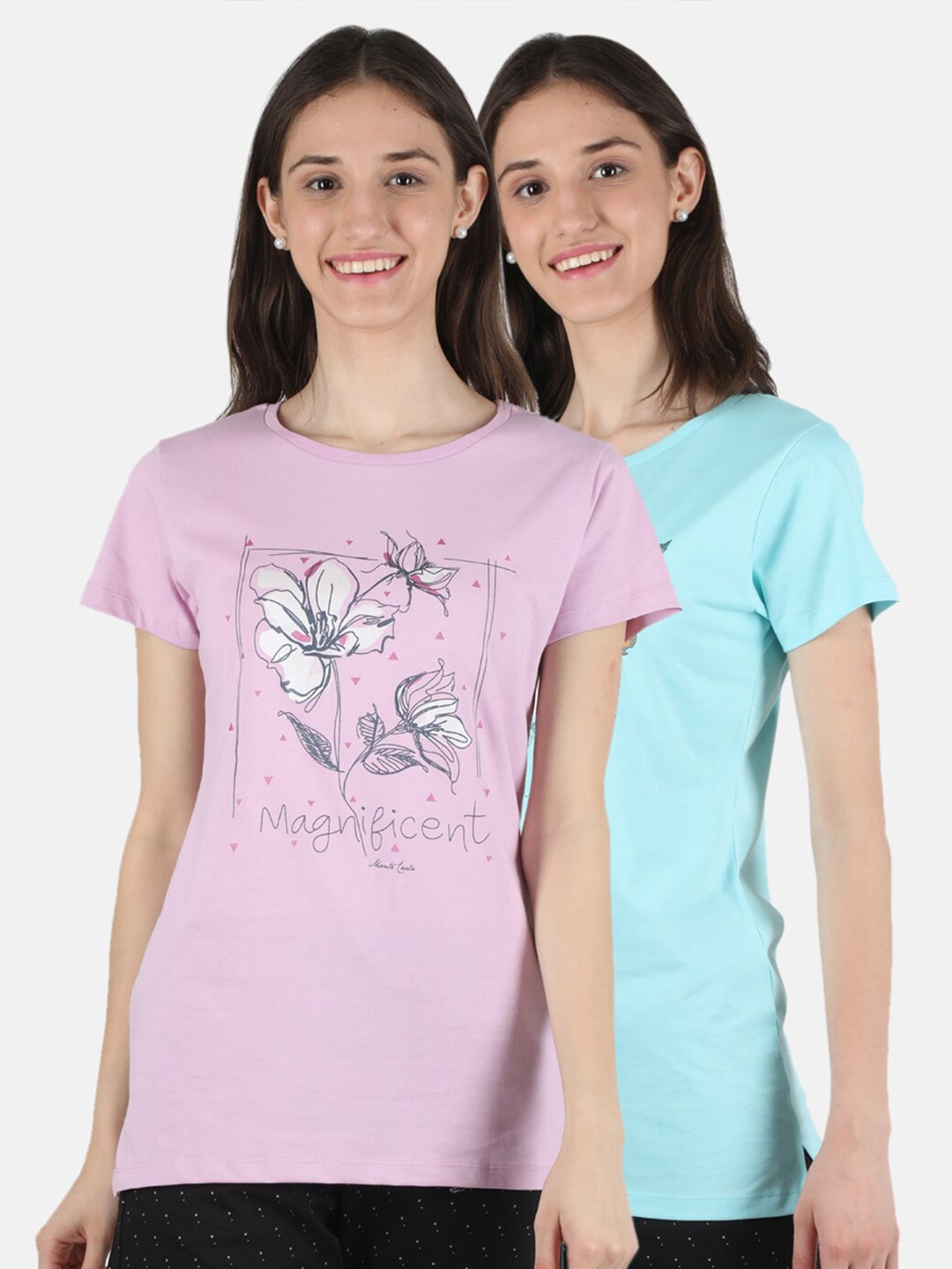 

Monte Carlo Women Pack of 2 Pink & Blue Floral Print Top