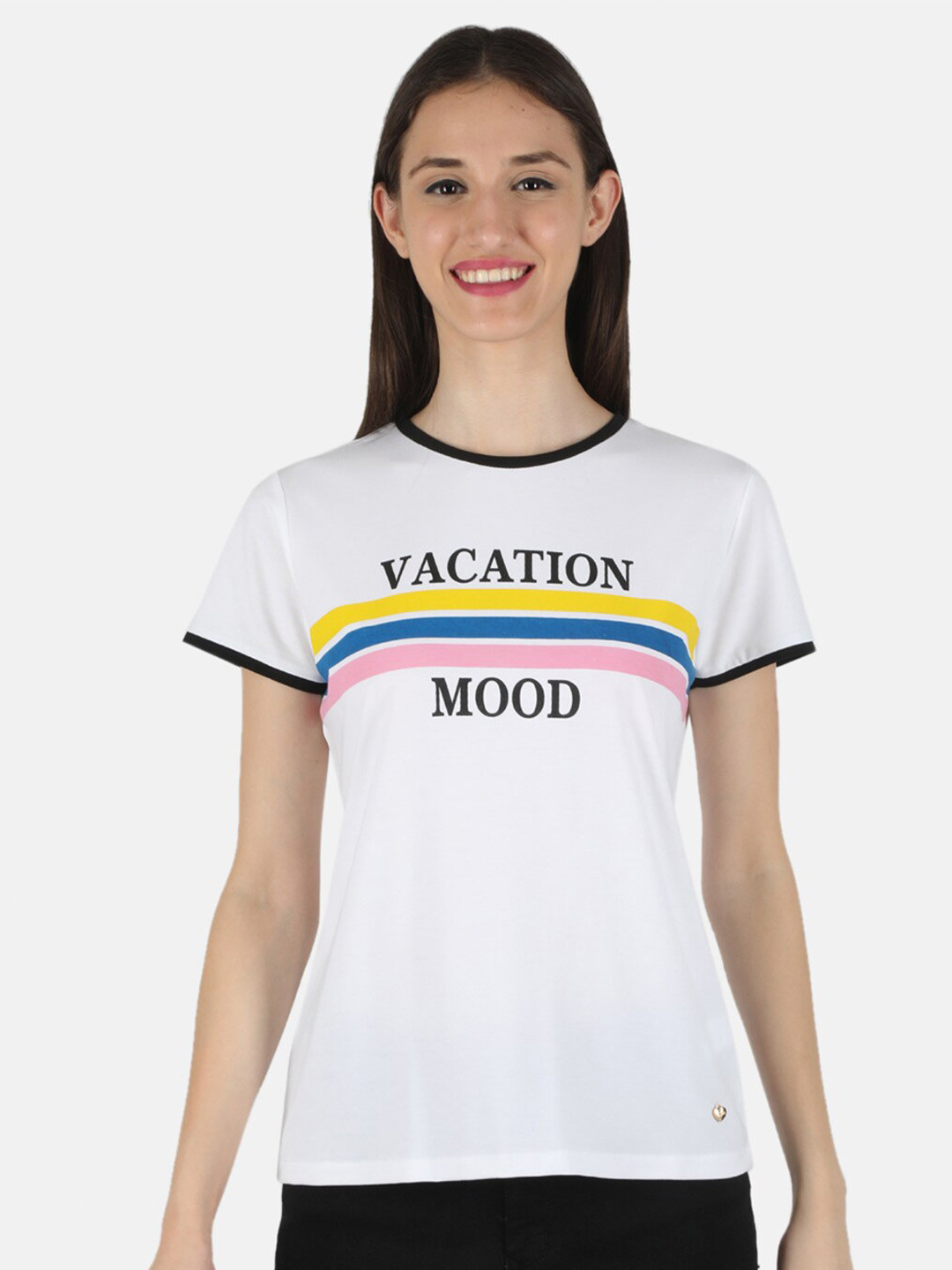 

Monte Carlo Women Off White Typography Printed T-shirt