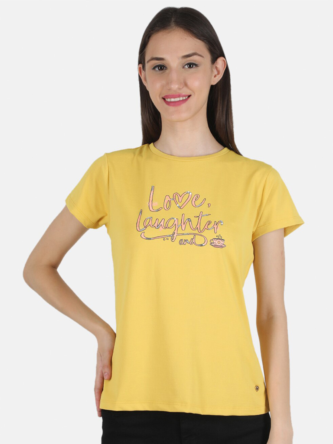 

Monte Carlo Mustard Yellow Print Top