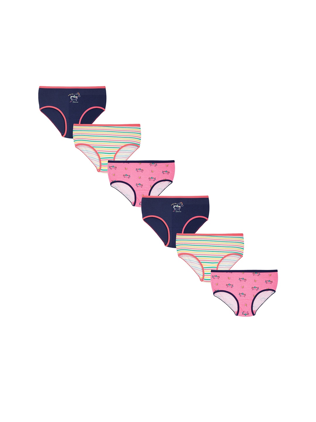 

Red Rose Girls Pack Of 6 Printed Basic Briefs, Pink