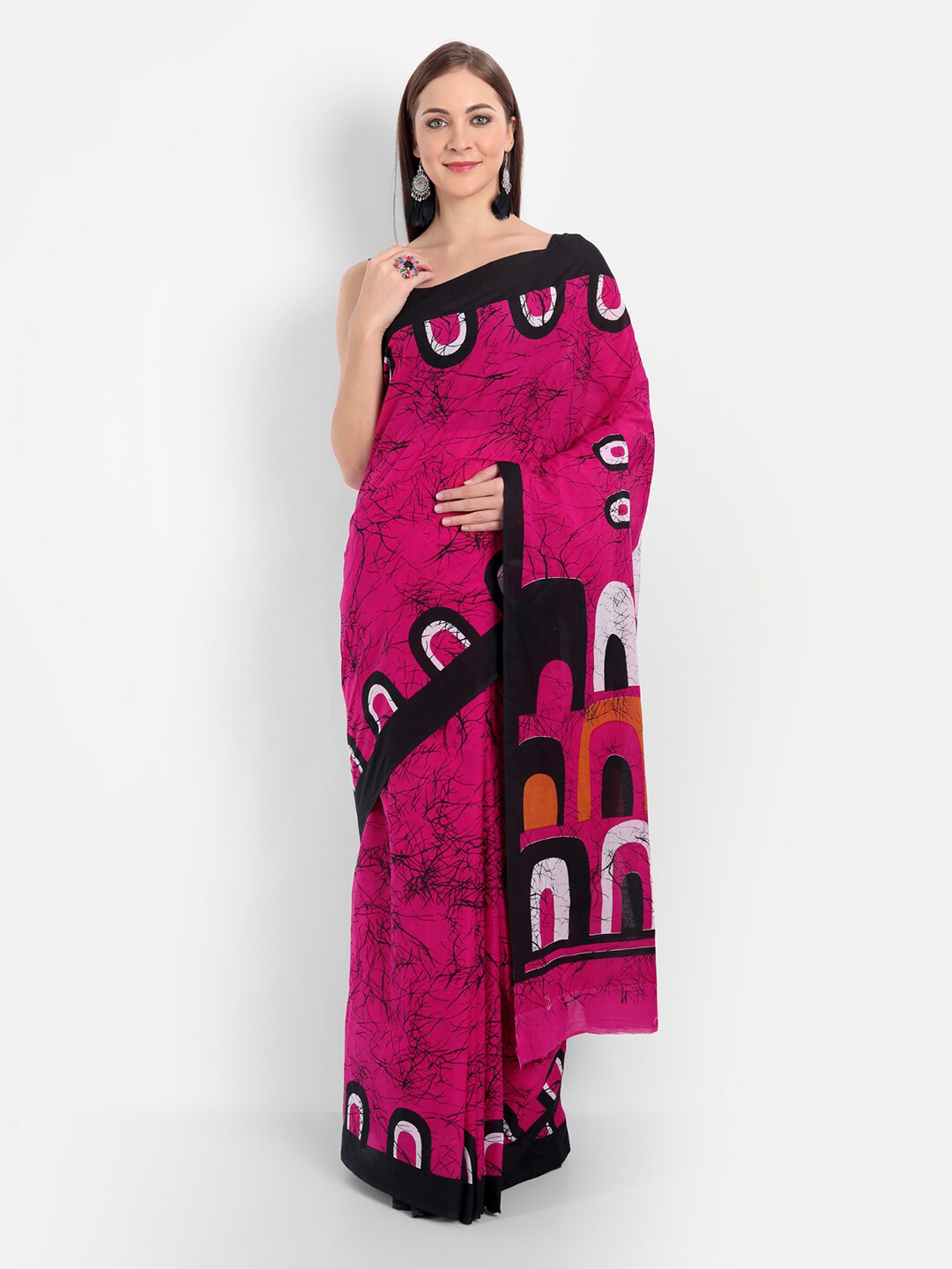 

BUTA BUTI Pink & Black Pure Cotton Saree