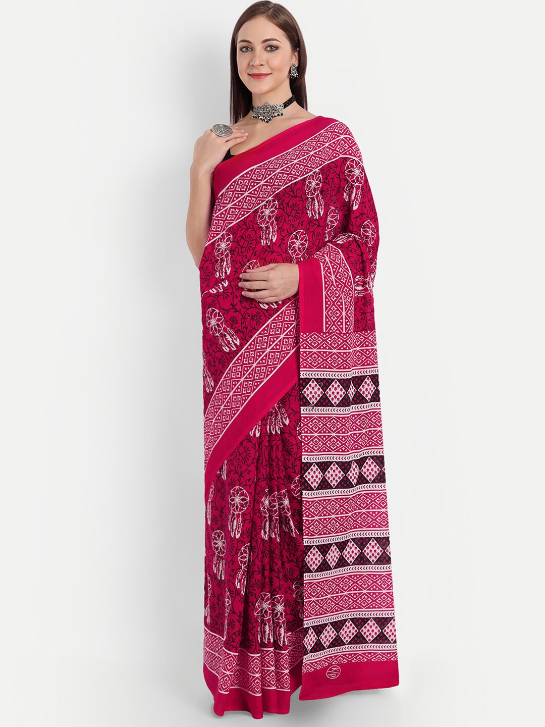 

BUTA BUTI Red & White Printed Pure Cotton Saree