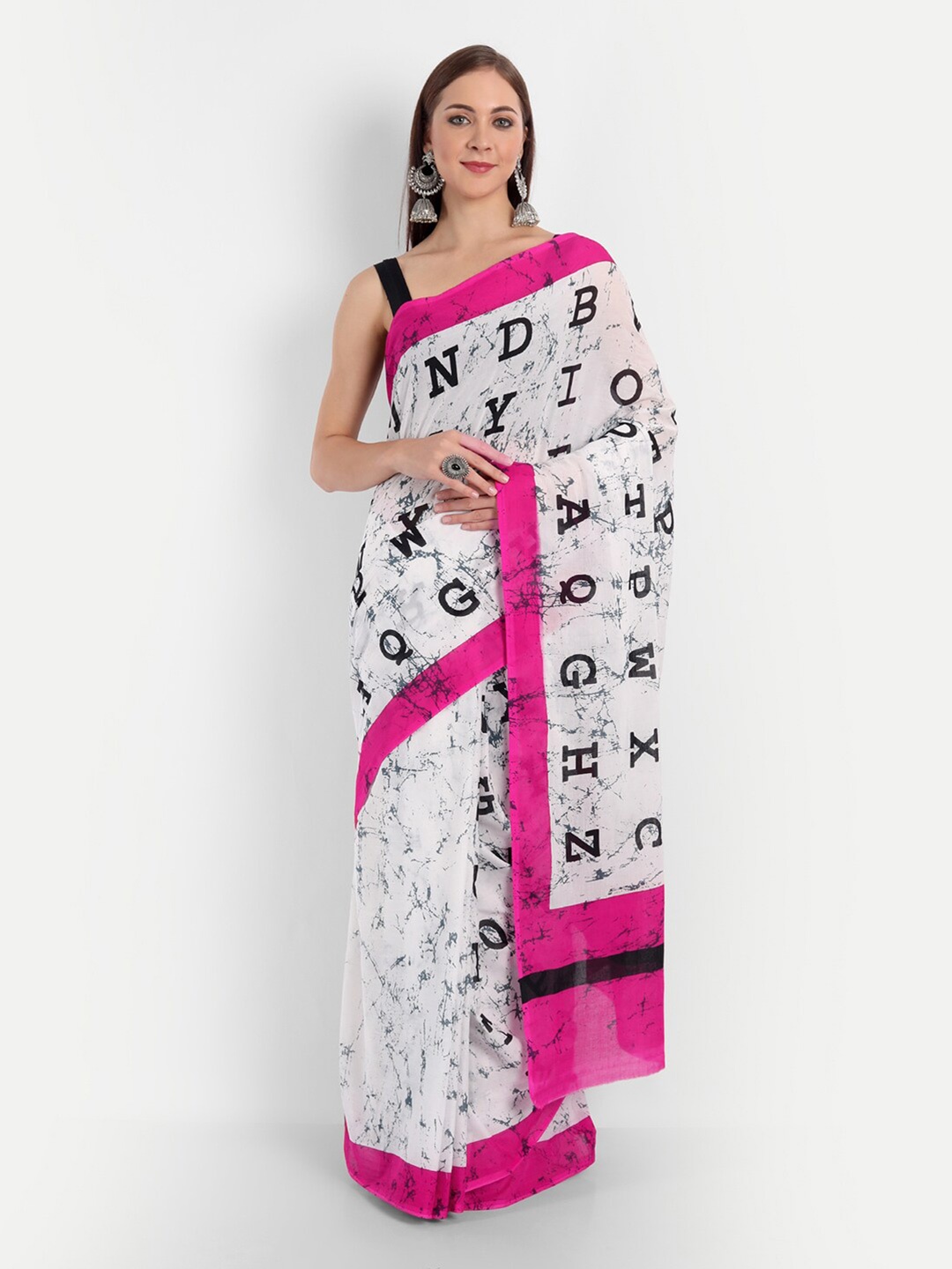 

BUTA BUTI Women Pink & White Pure Cotton Saree With Blouse