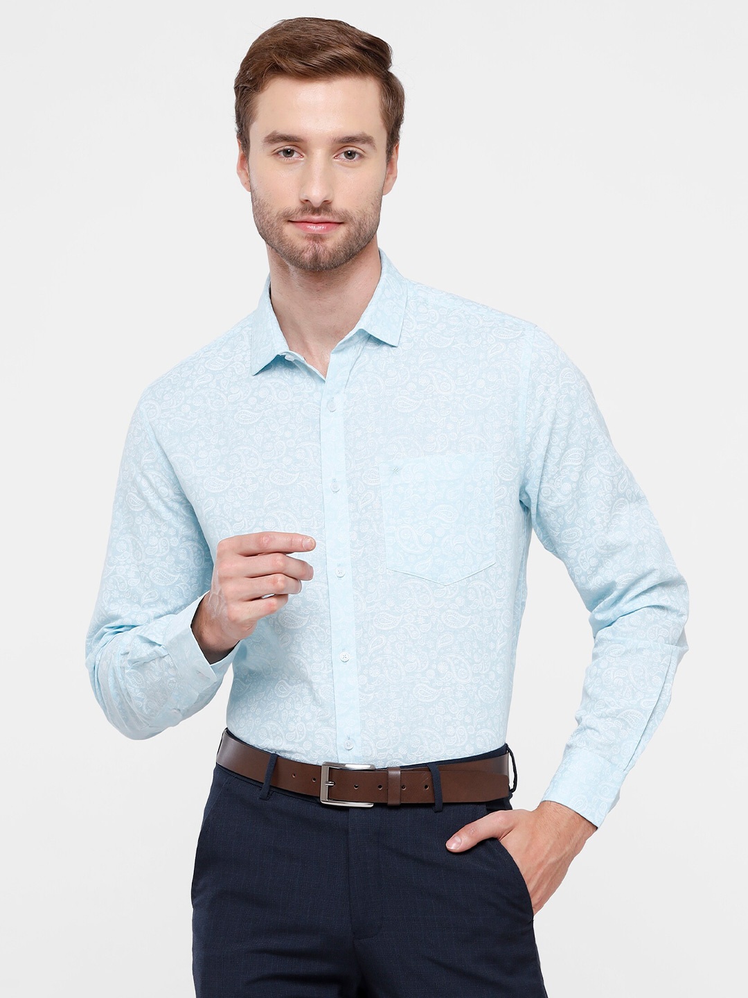 

CROYDON UK Men Blue Classic Regular Fit Printed Formal Shirt