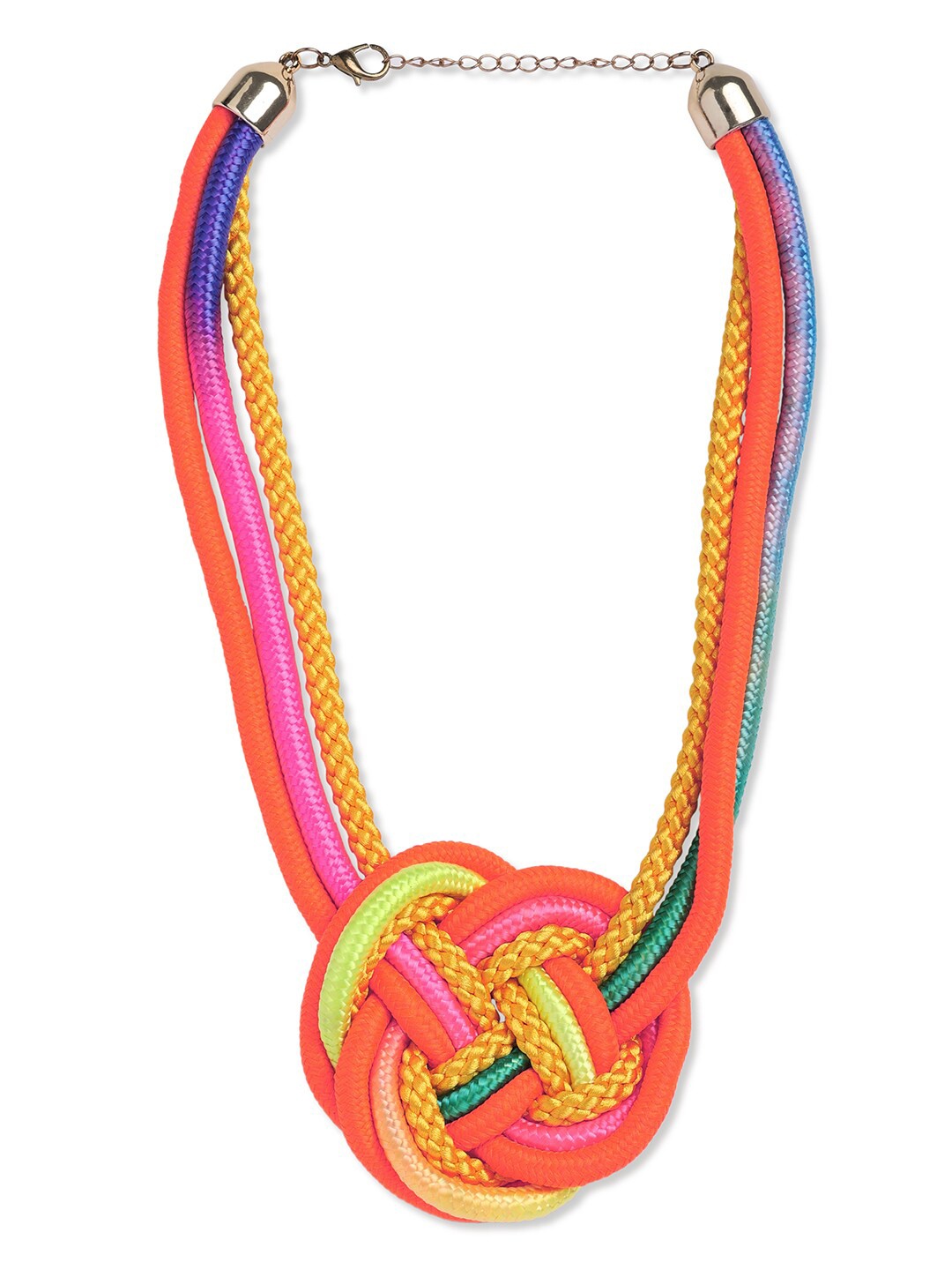 

Blisscovered Peach-Coloured & Pink Jute Necklace