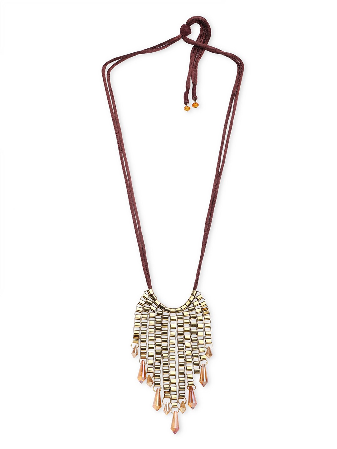 

Blisscovered Gold-Toned Crystal Tasselled Necklace