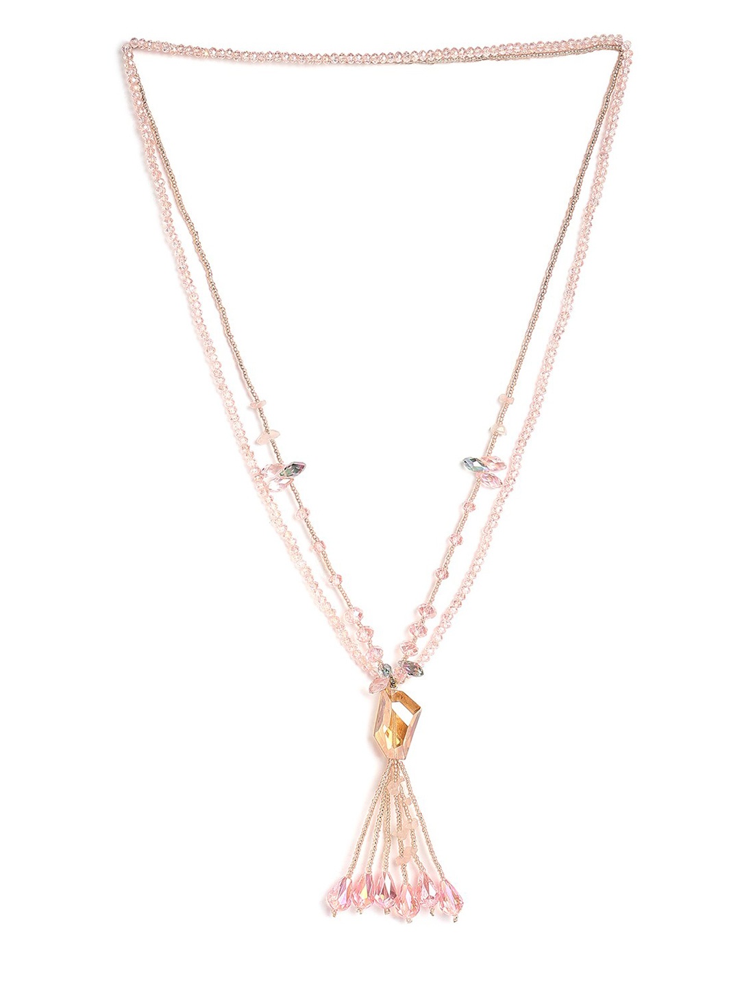 

Blisscovered Pink & Orange Beaded Layered Necklace