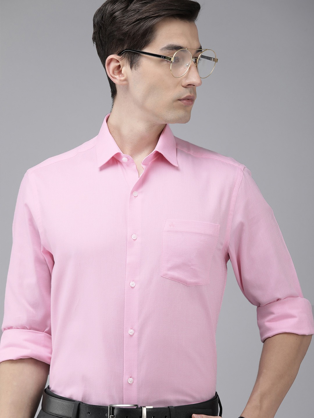

Arrow Men Pink Textured Original Slim Fit Pure Cotton Formal Shirt