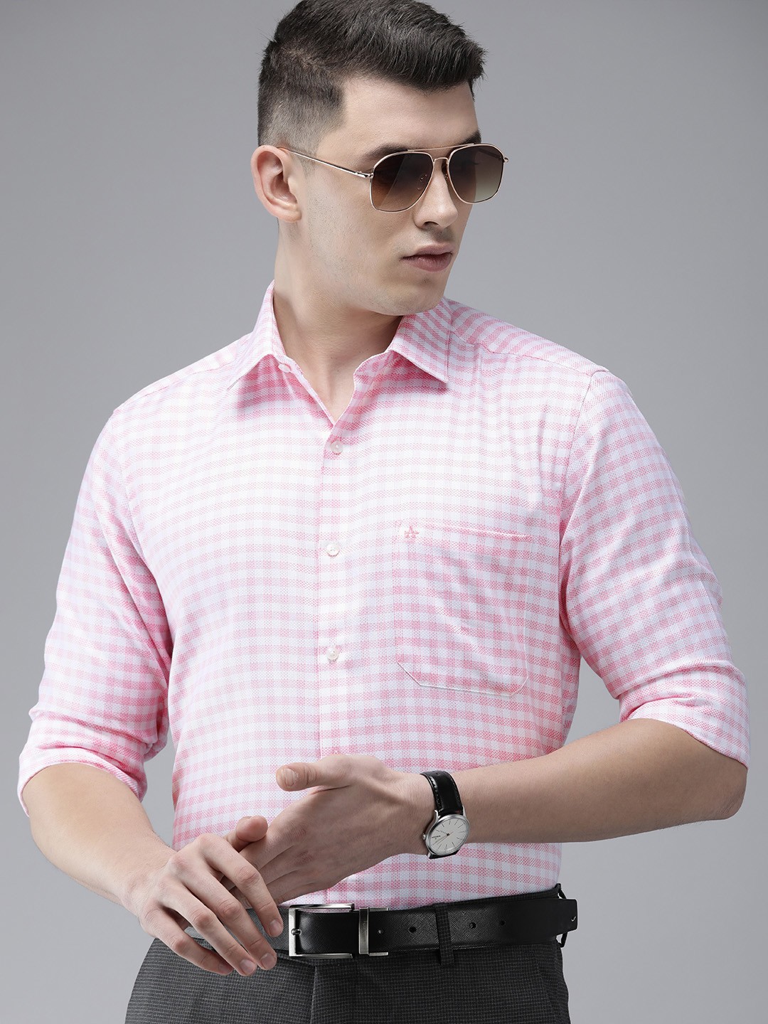 

Arrow Men Pink Micro Checked Pure Cotton Casual Shirt