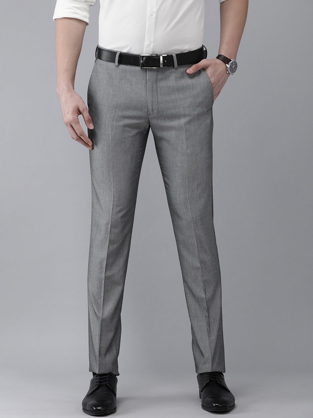

Arrow Men Grey Textured Original Tailored Fit Formal Trousers