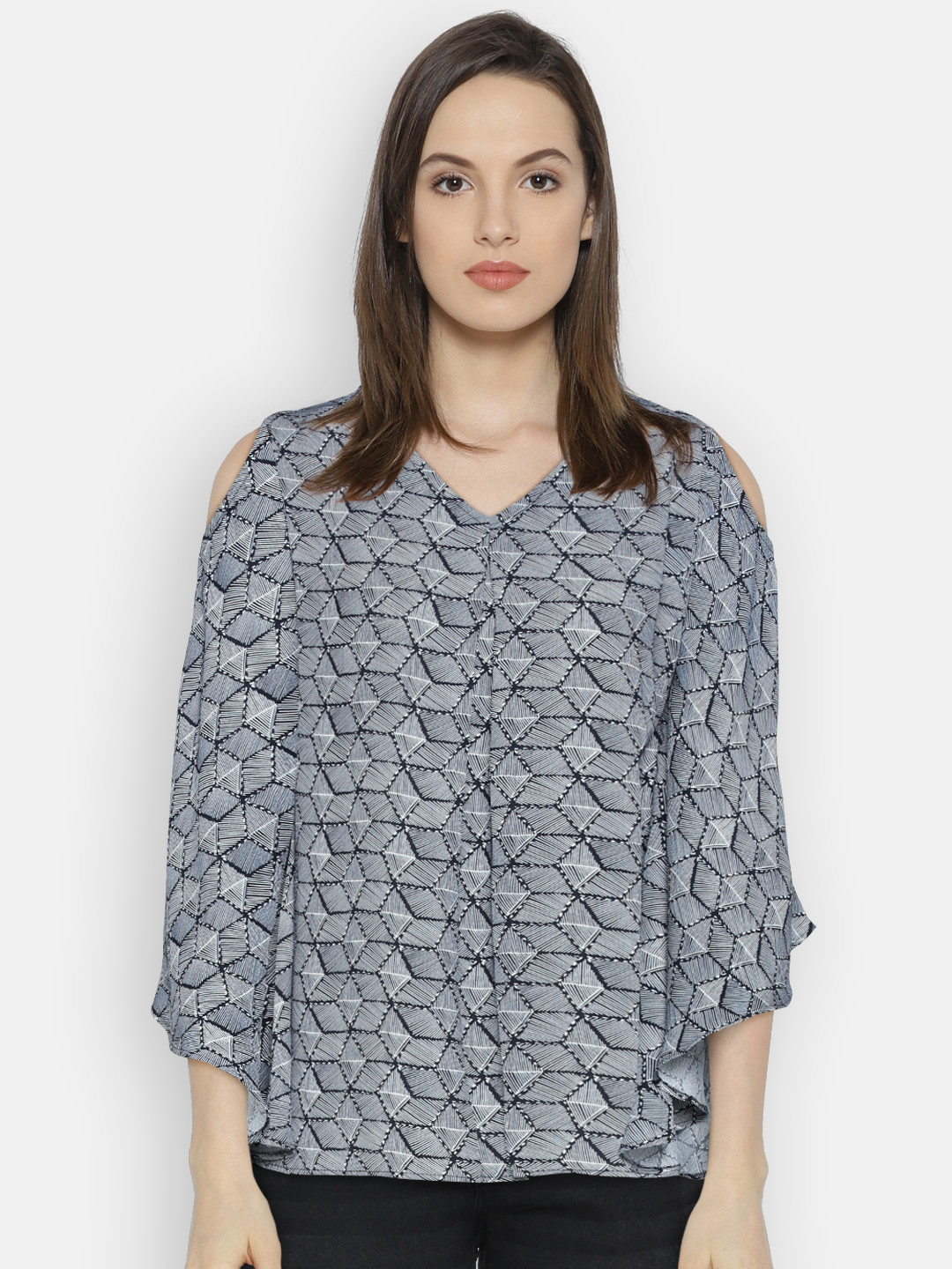 

AND Women Blue Printed Kaftan Top