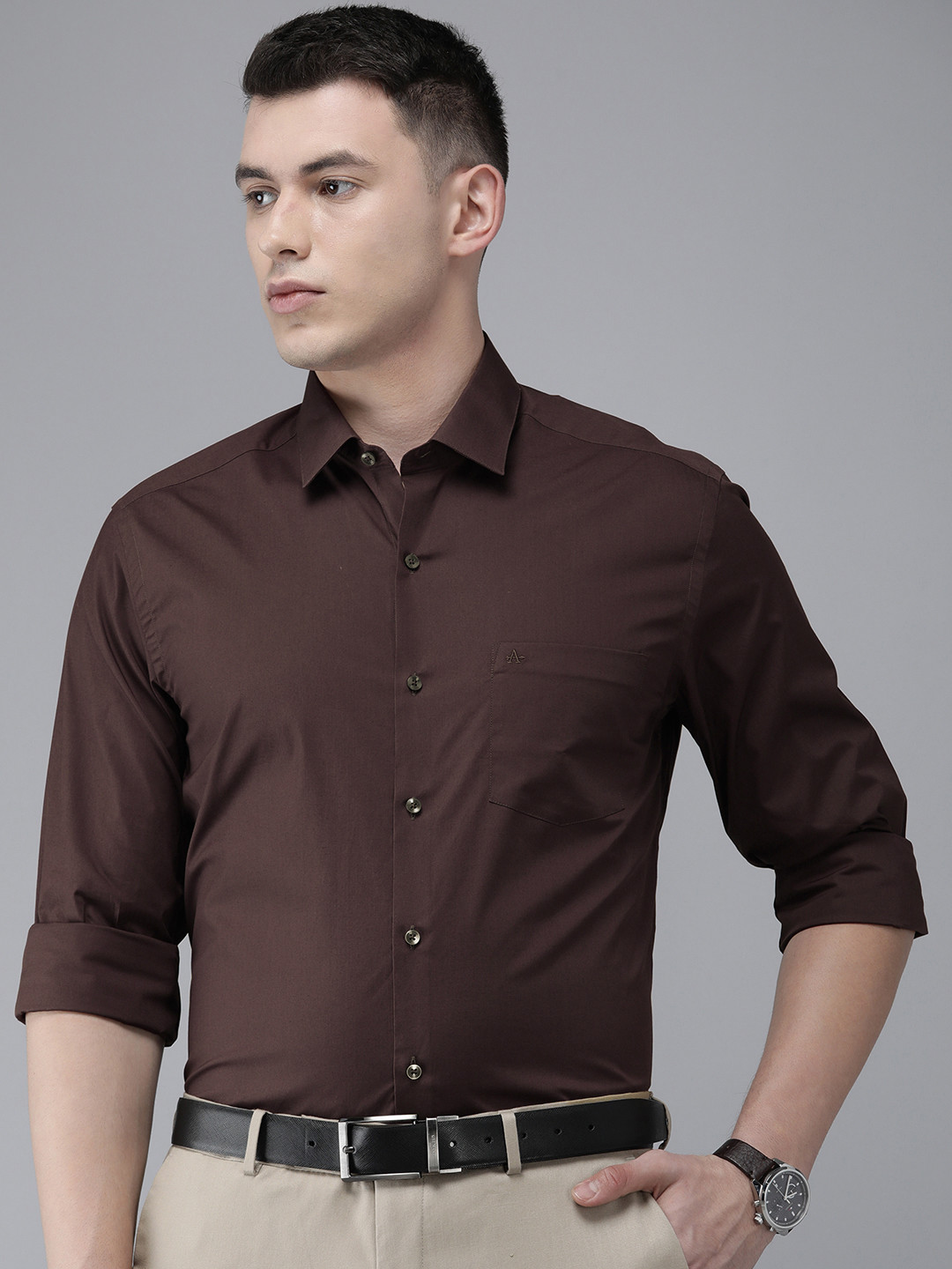 

Arrow Men Burgundy Manhattan Slim Fit Formal Shirt