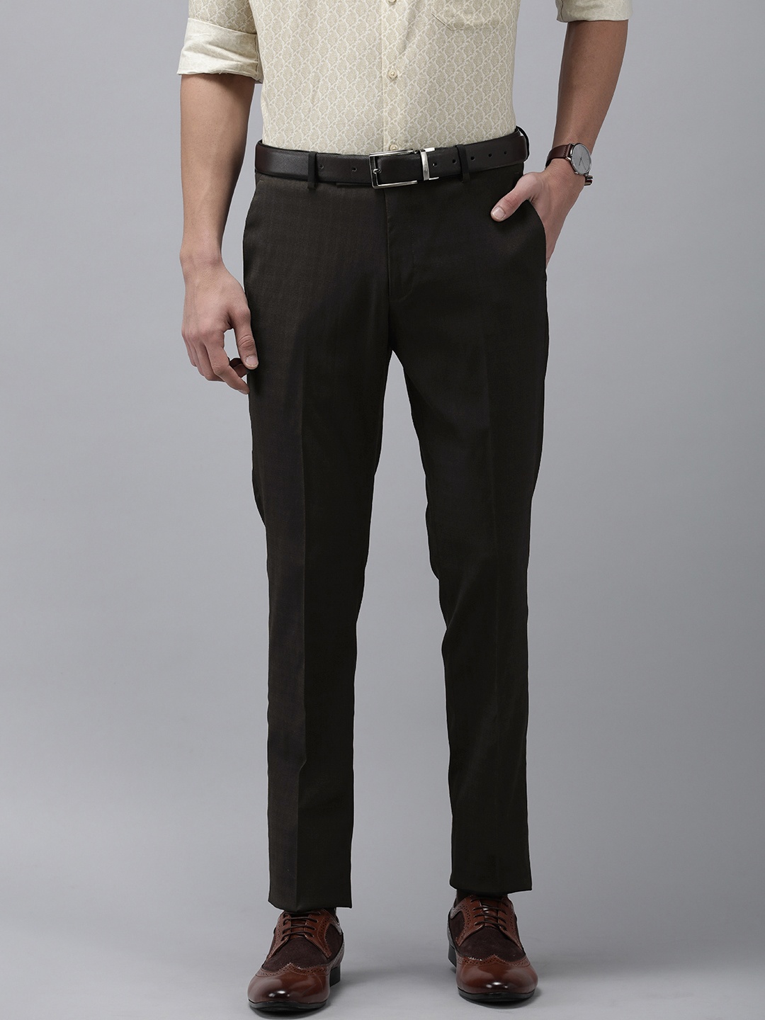 

Arrow Men Brown Checked Originals Tailored Fit Trousers