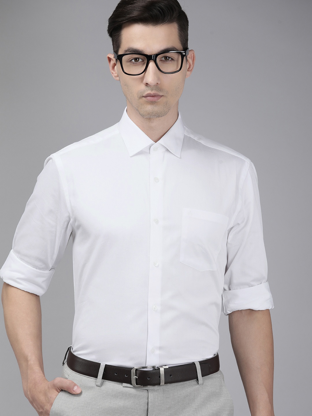 

Arrow Men White Self Design Original Slim Fit Pure Cotton Formal Shirt