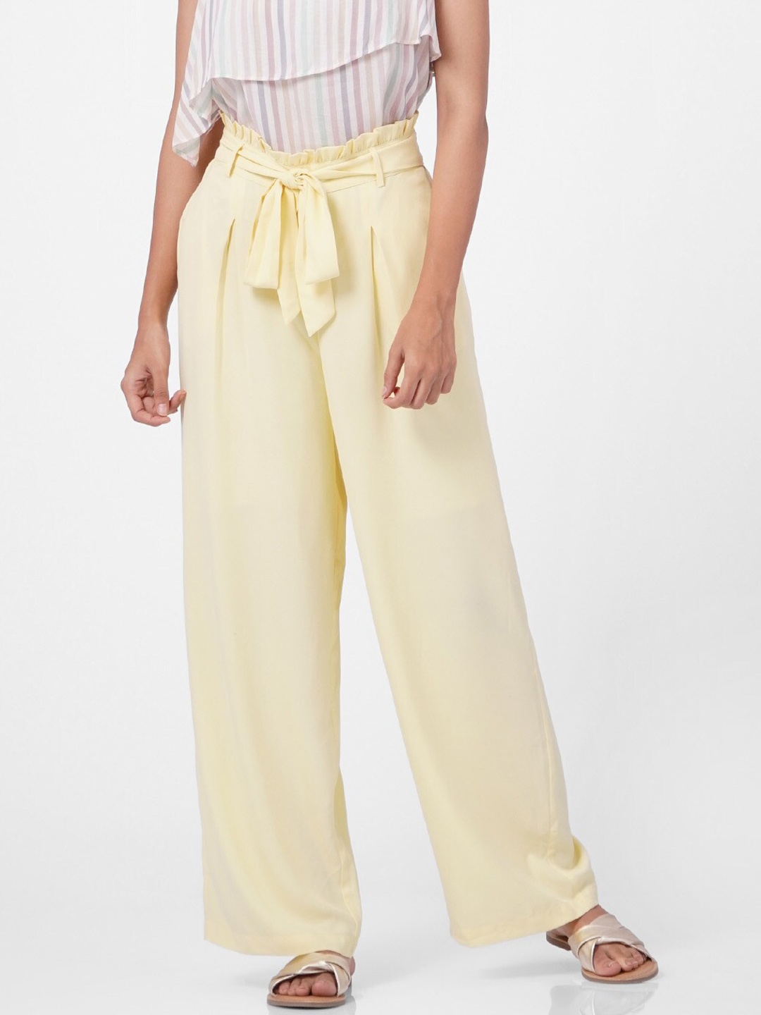 

Vero Moda Women Green High-Rise Pleated Trousers