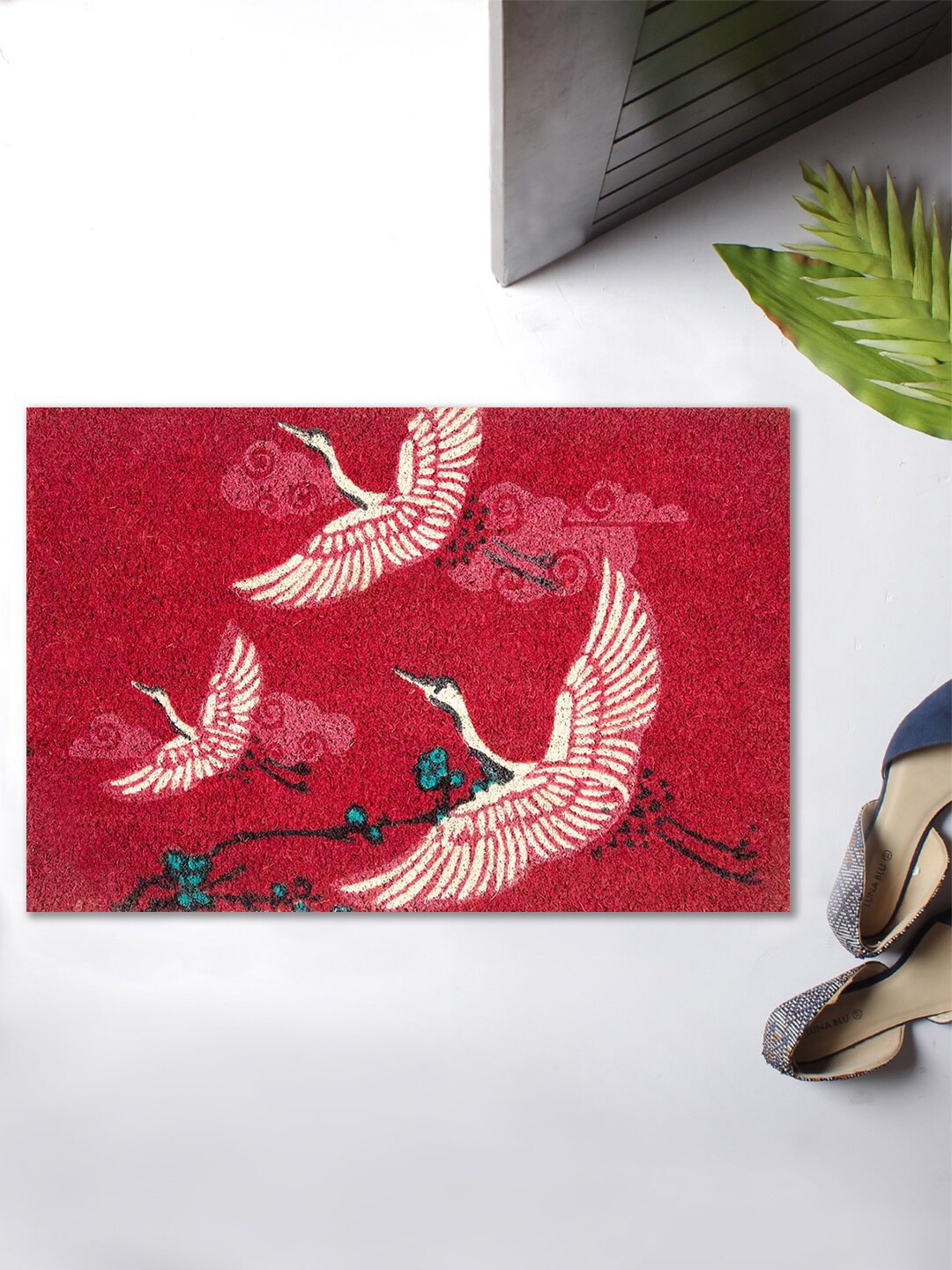 

India Circus by Krsnaa Mehta Red & Cream-Colored Printed Anti-Skid Doormat