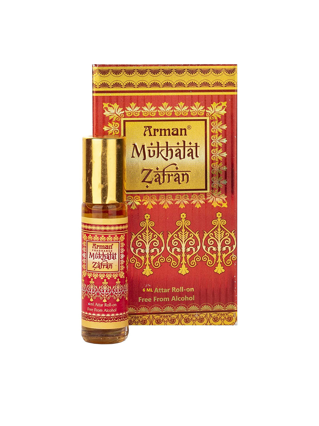 

Arman Long Lasting Alcohol Free Mukhalat Zafran Attar Roll On - 6 ml, Red