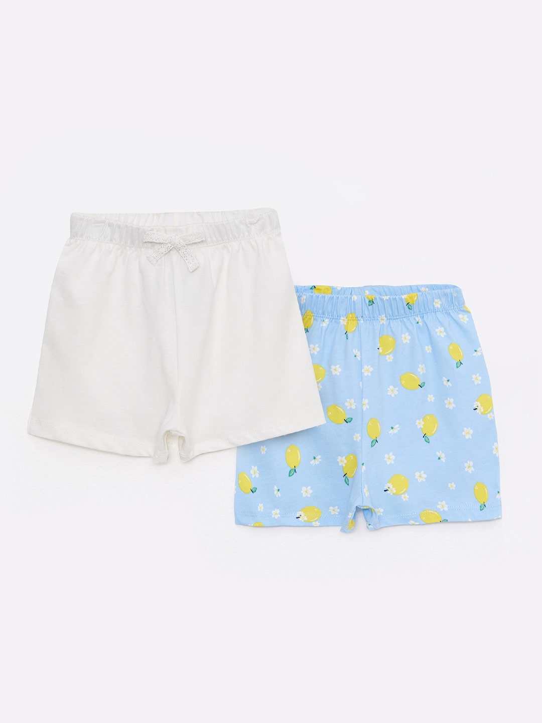 

LC Waikiki Girls Pack of 2 Printed Pure Cotton Shorts, Blue