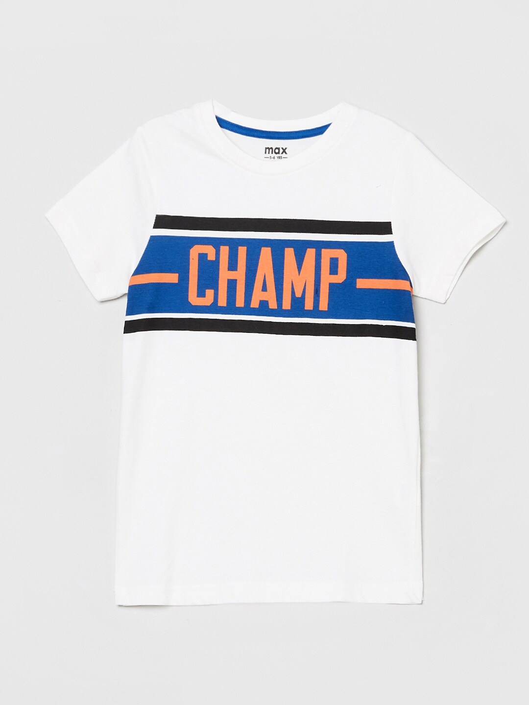 

max Boys White Typography Printed T-shirt
