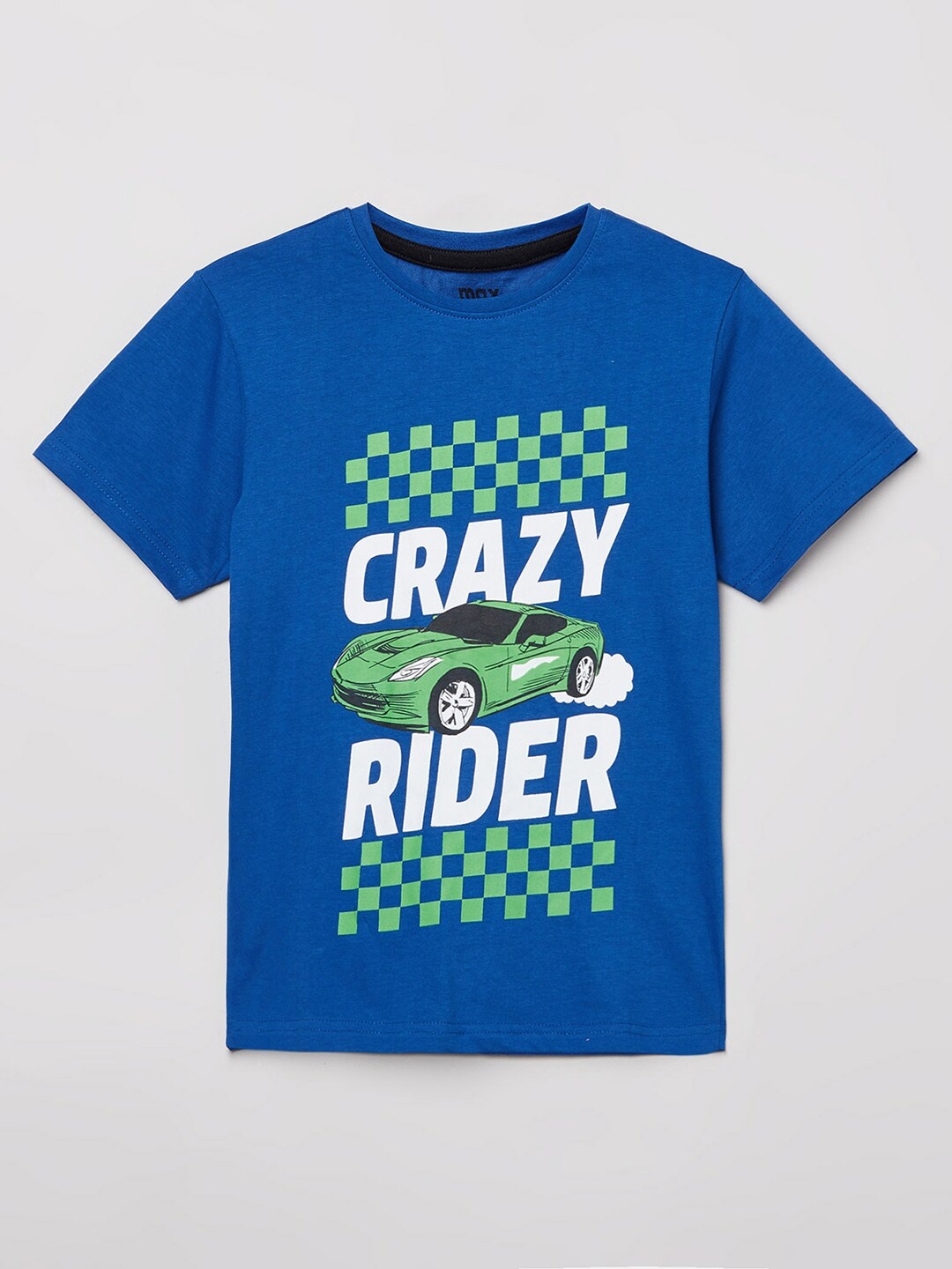 

max Boys Blue Printed Regular Fit T-shirt
