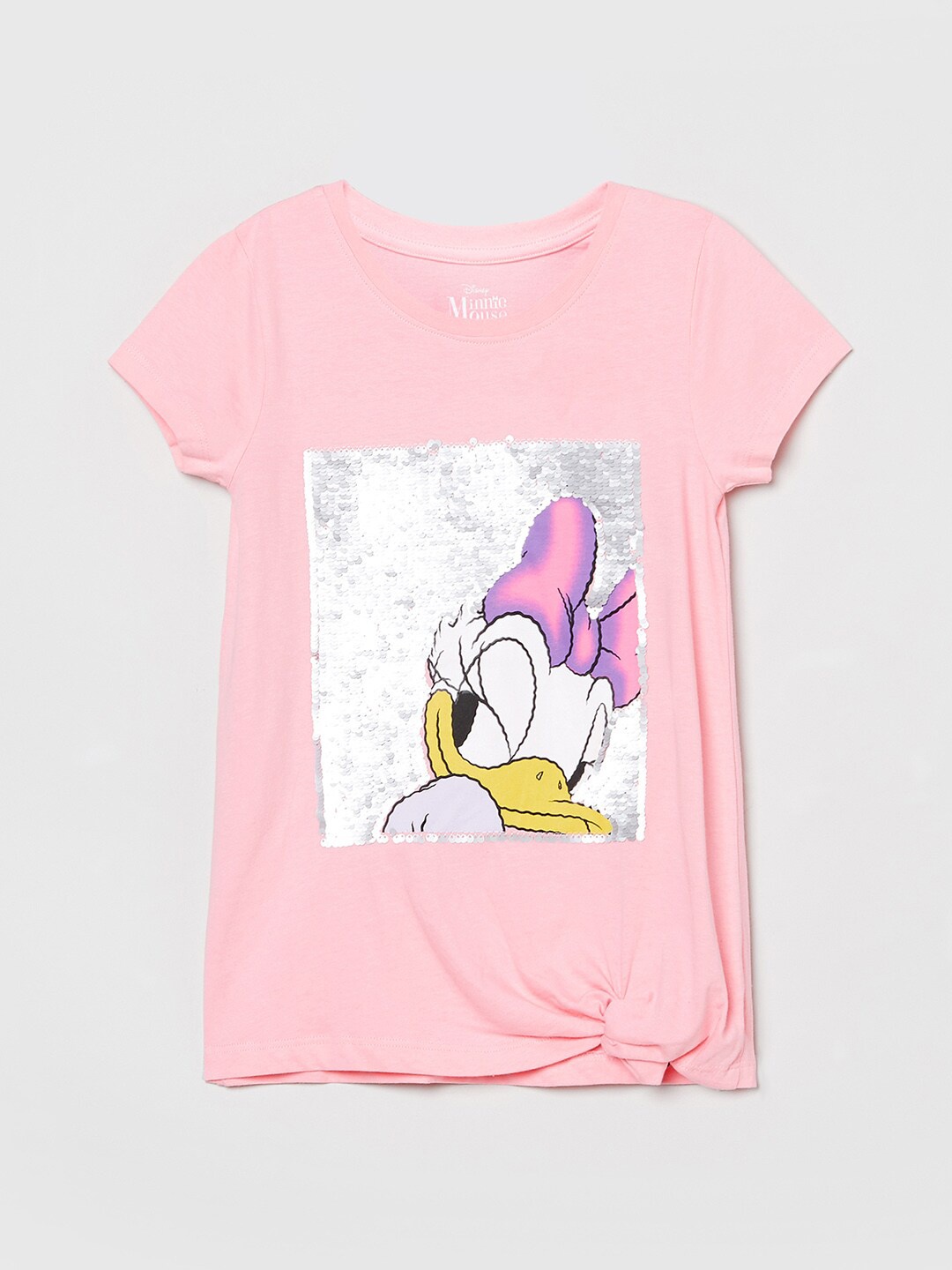 

max Girls Pink Printed Extended Sleeves T-shirt