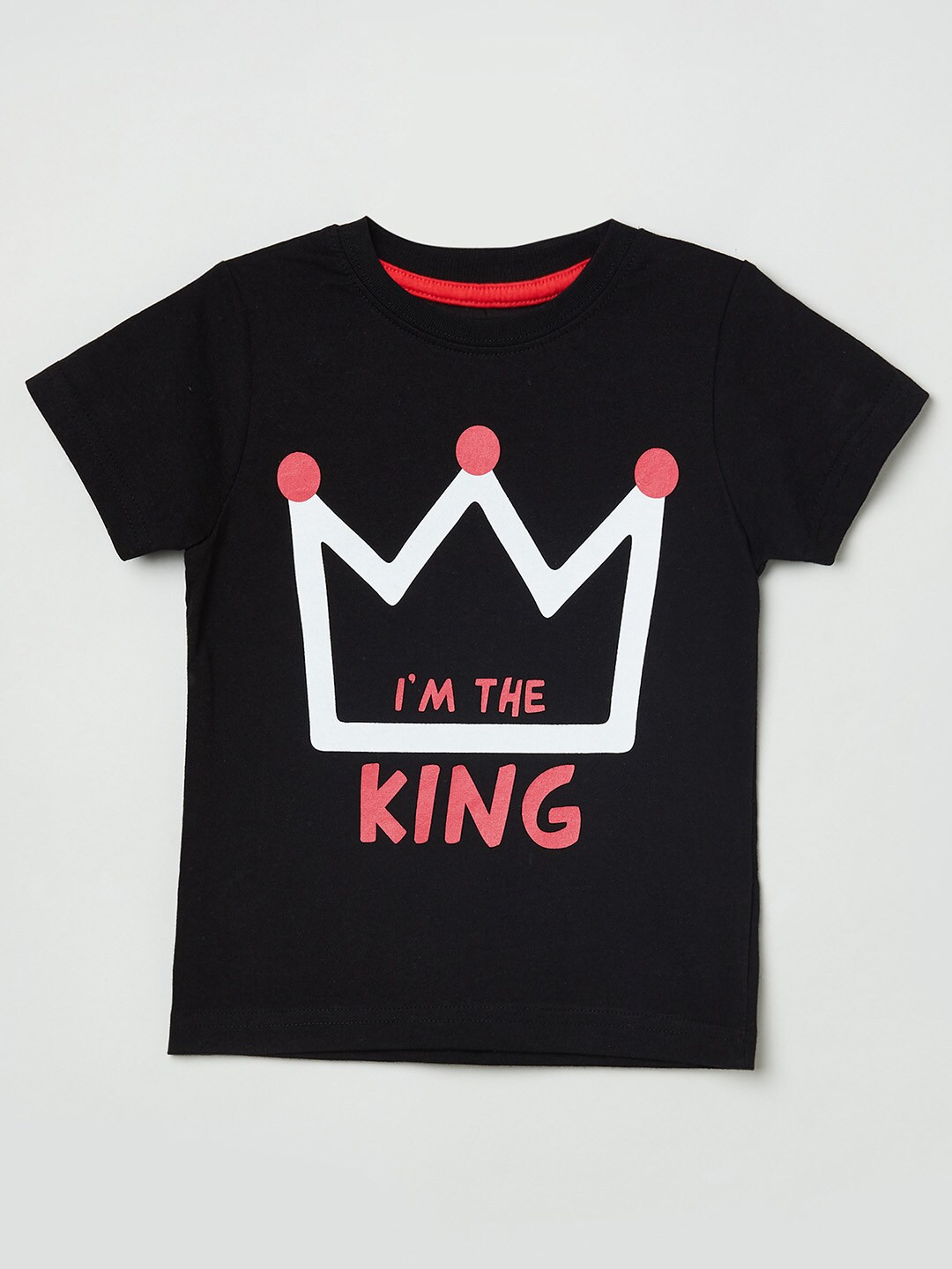

max Boys Black Typography Printed T-shirt