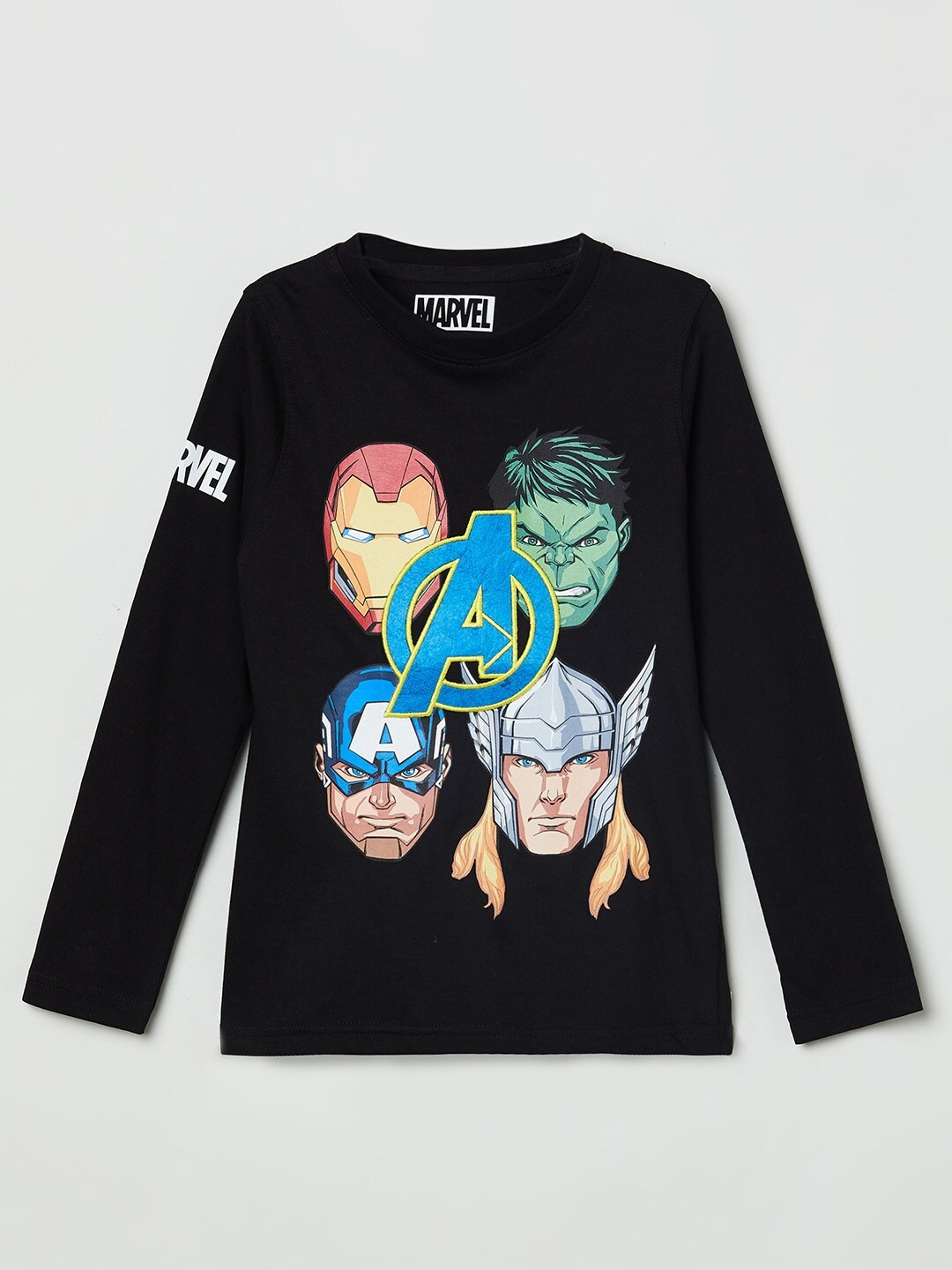 

max Boys Black Printed T-shirt