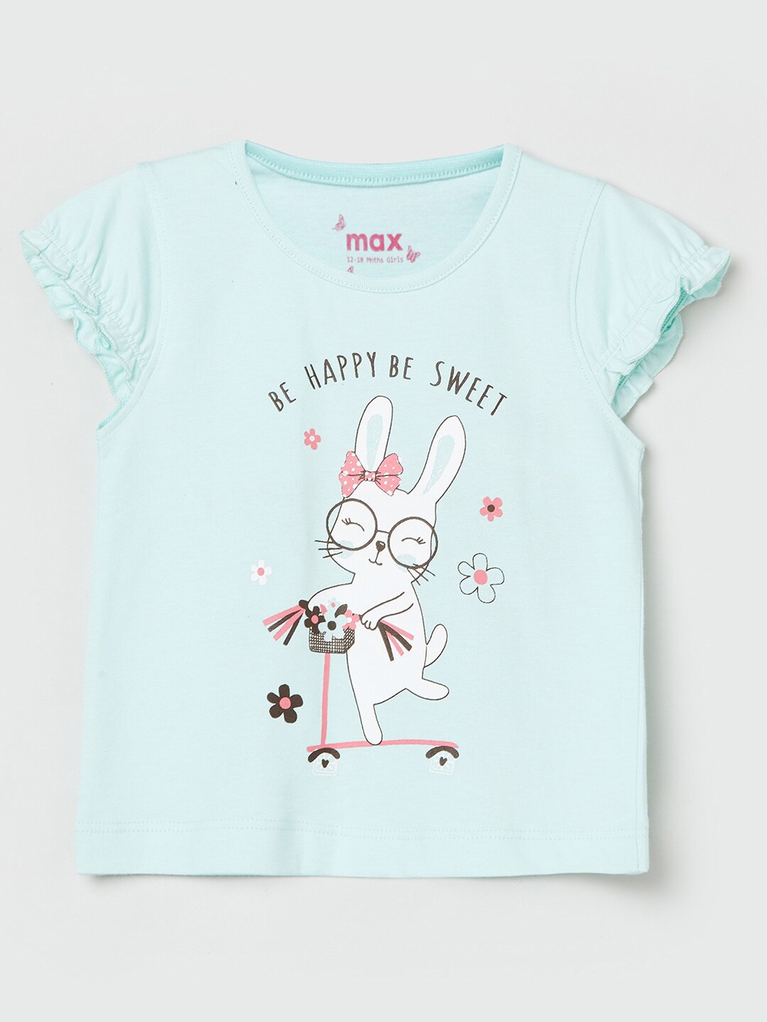 

max Girls Blue Regular Fit Printed T-shirt