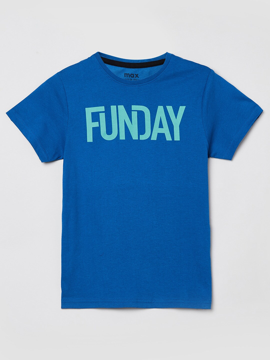 

max Boys Blue Typography Printed T-shirt