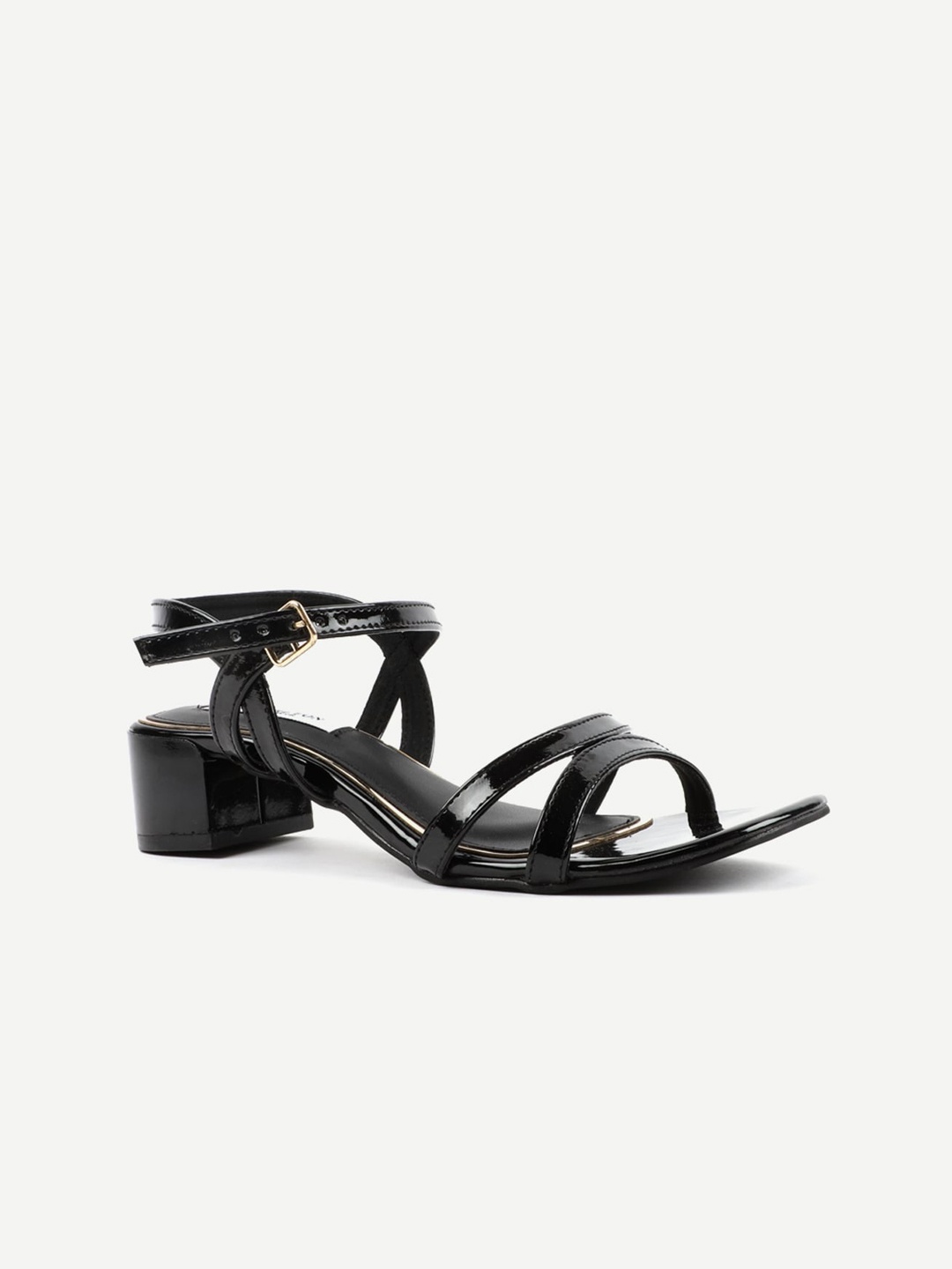 

Carlton London Black Block Heels with Buckles