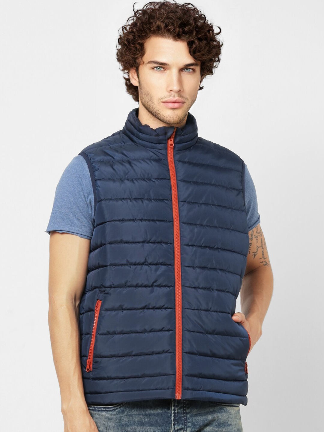 

Jack & Jones Men Blue Solid Puffer Jacket