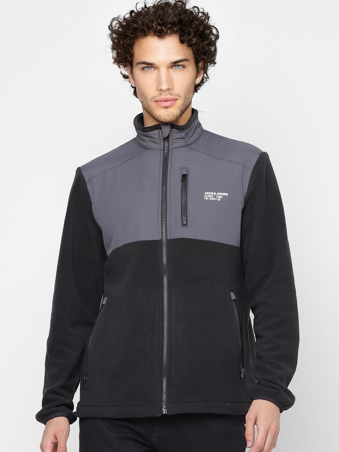 

Jack & Jones Men Black Colourblocked Longline Sporty Jacket