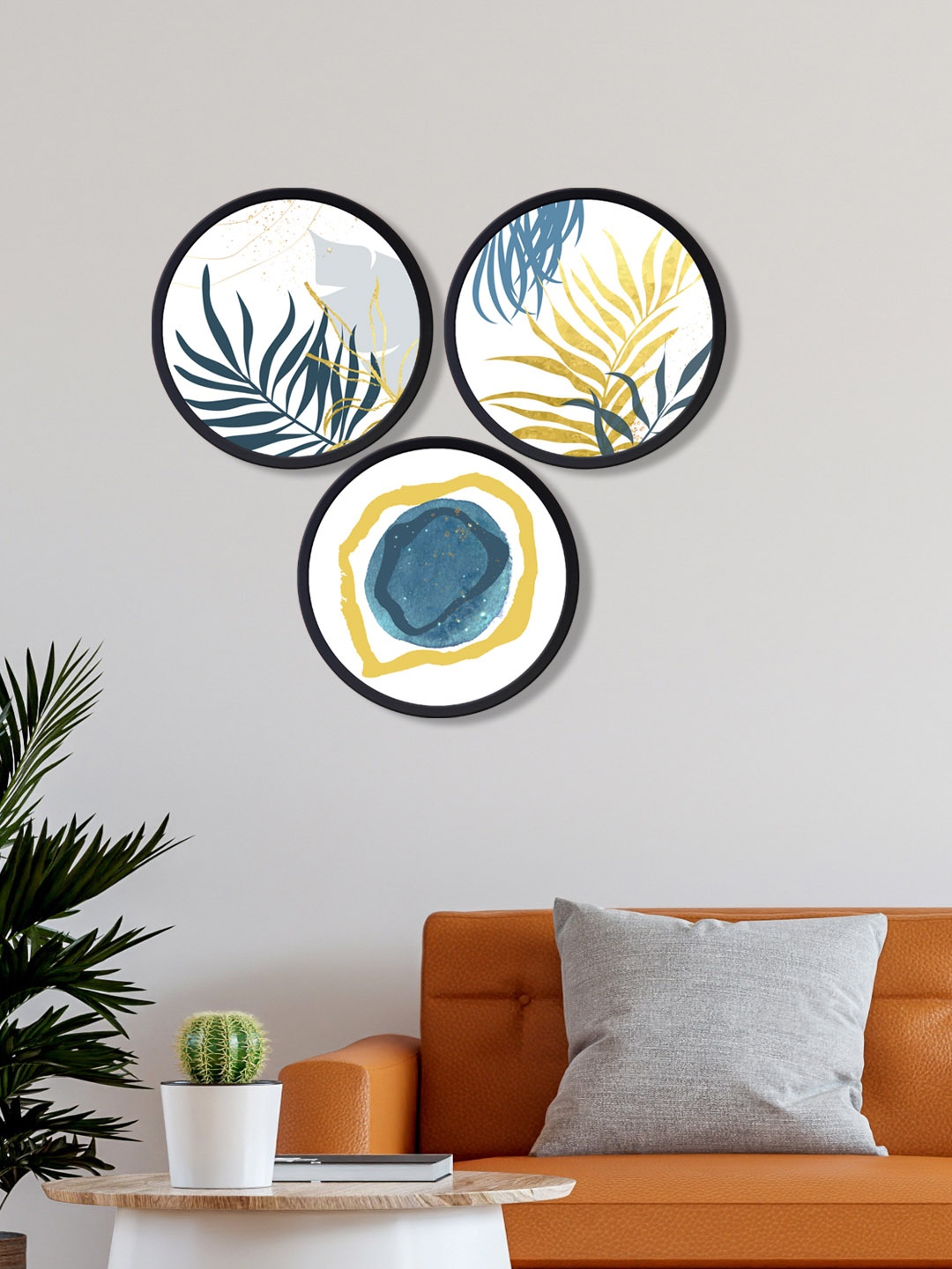 

999Store Pack Of 3 Painting Wall Art, Blue