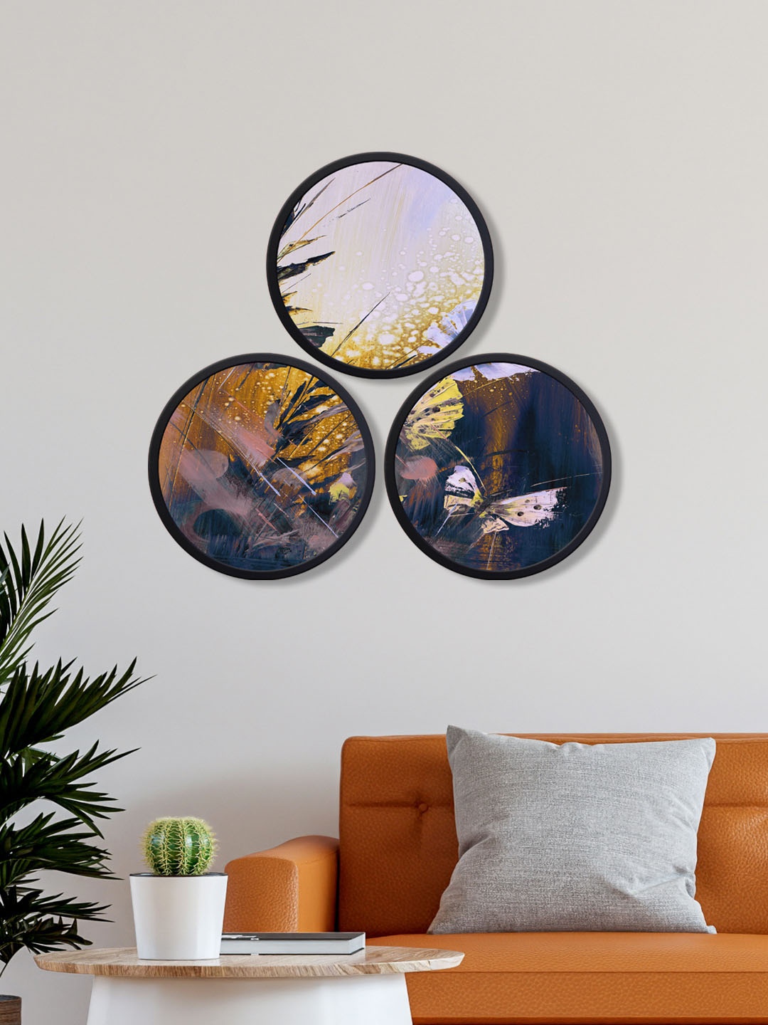 

999Store Set Of 3 Abstract Canvas Wall Art, Brown