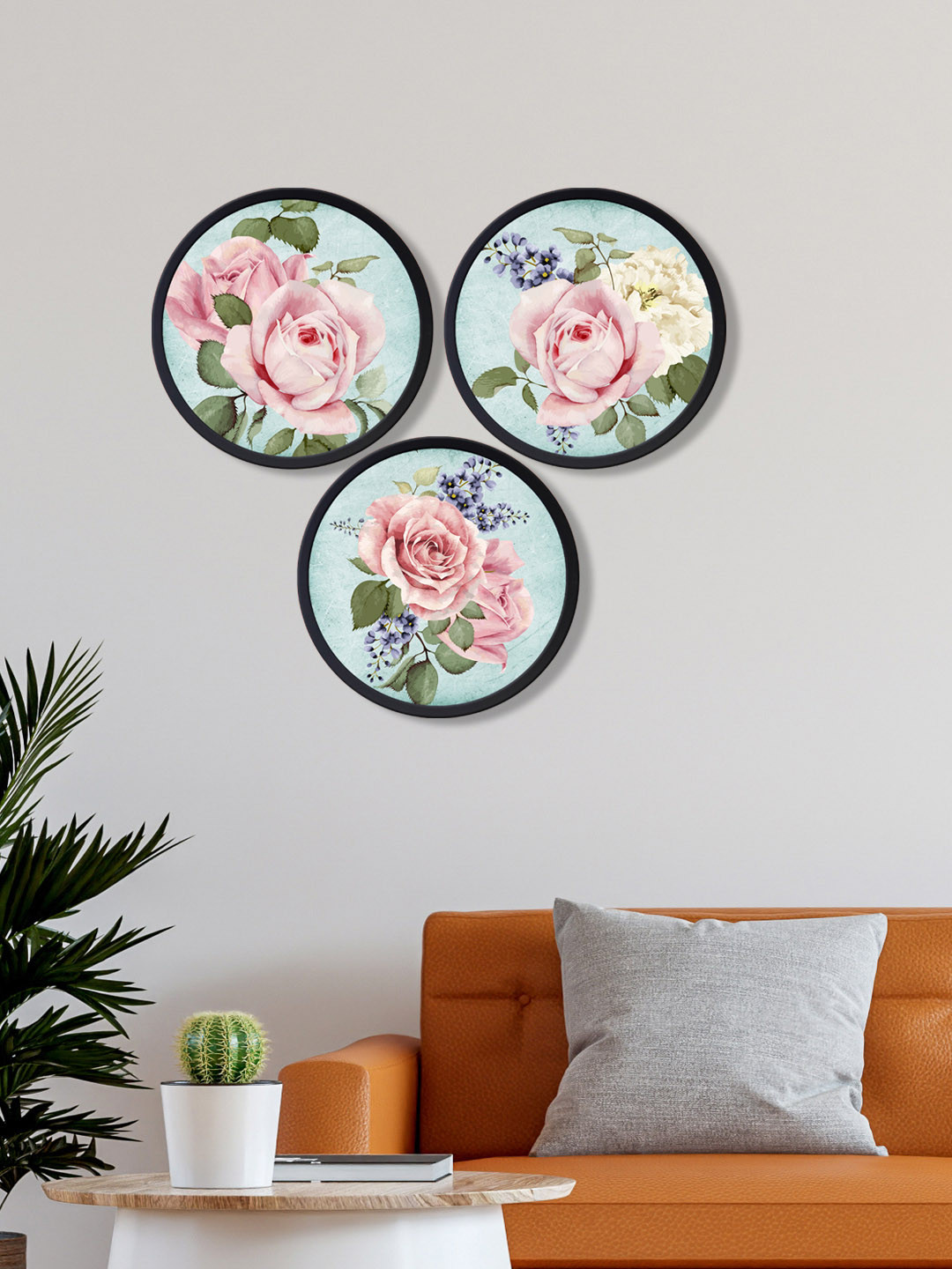 

999Store Pack Of 3 Flower Canvas Wall Art, Pink