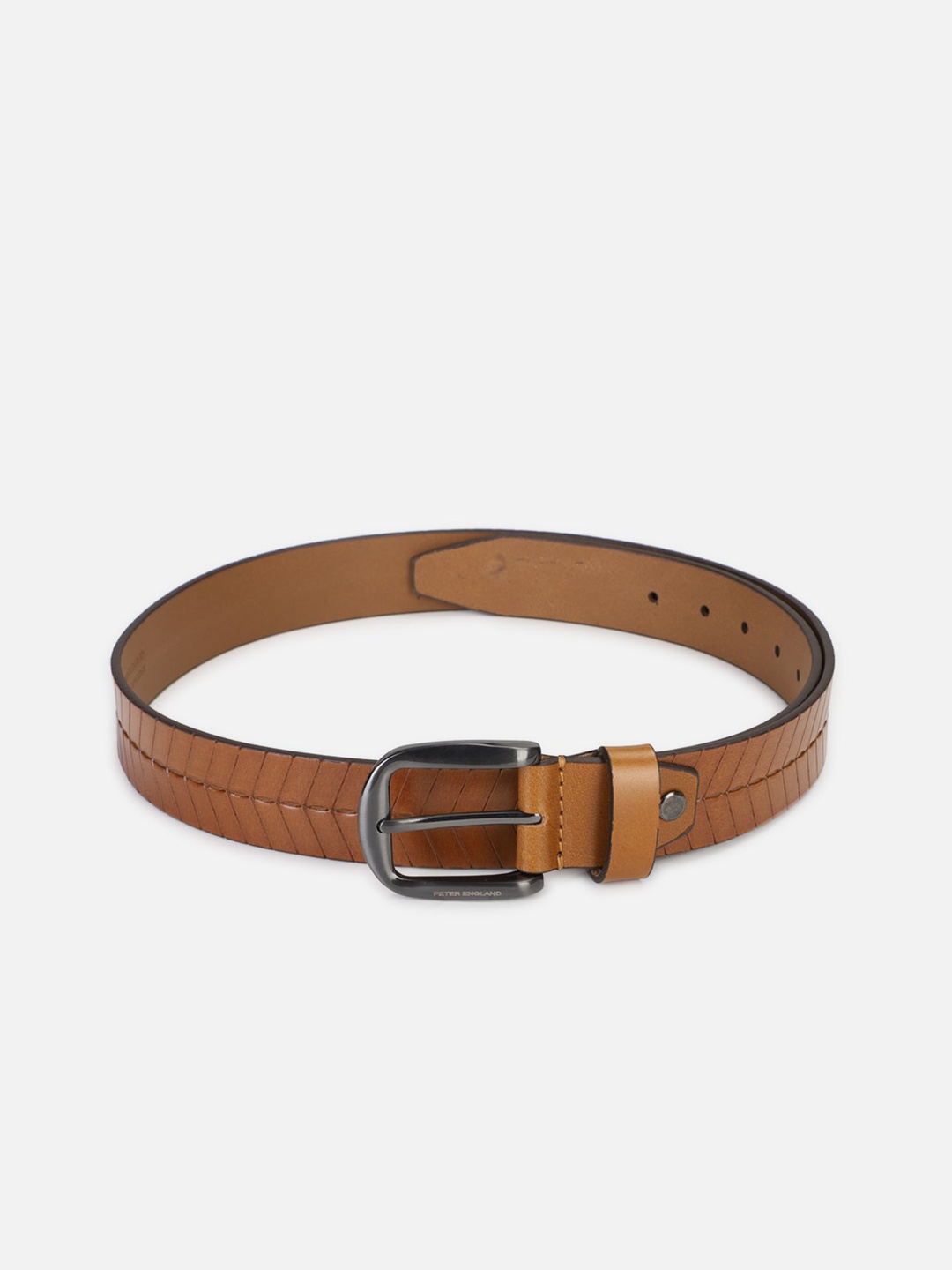 

Peter England Men Brown Textured Leather Belt