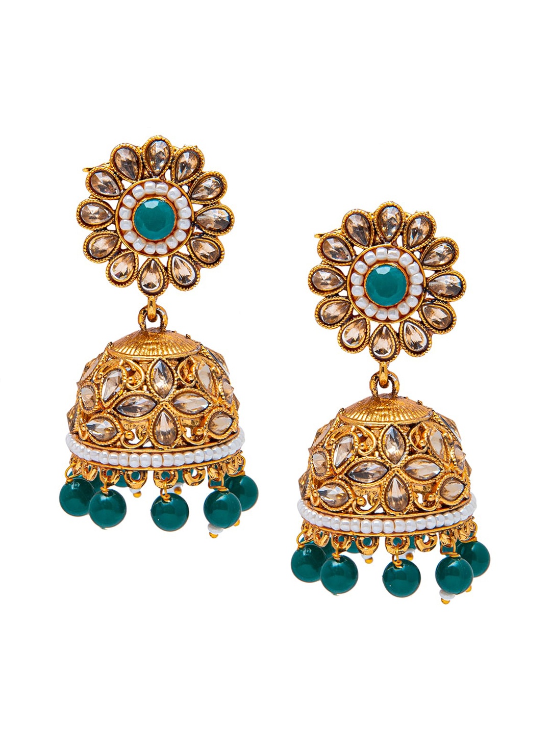 

Shining Jewel - By Shivansh Gold-Toned Dome Shaped Jhumkas Earrings